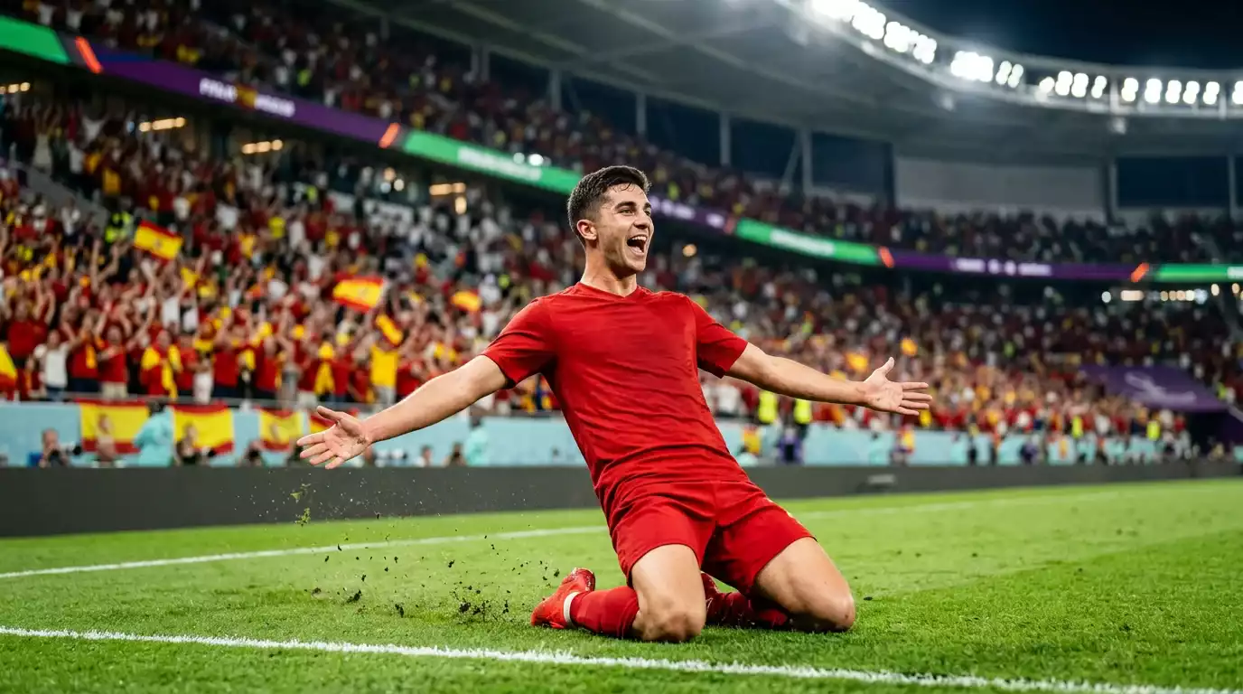 Lamine Yamal feiert sein frühes Tor beim 4:0-Sieg Spaniens gegen Saudi-Arabien bei der WM 2026